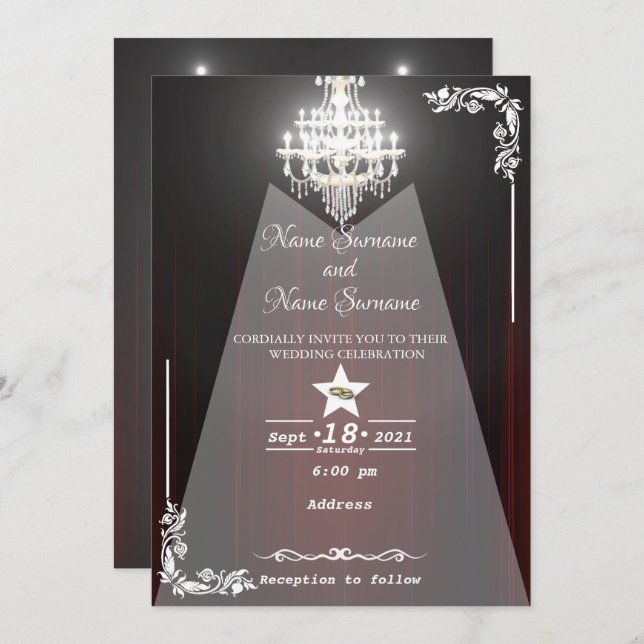 Theatre curtain-chandelier invitation (Front/Back)