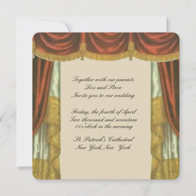Theatre Curtain Wedding Invitation (Front)