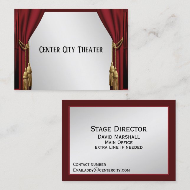 Theatre Curtains Silver Screen Business Card (Front/Back)
