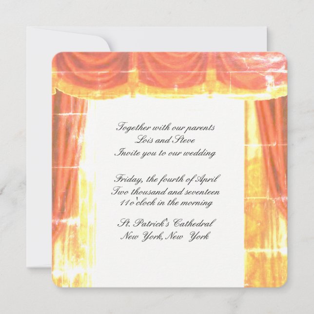 Theatre Curtains Wedding Invitation (Front)