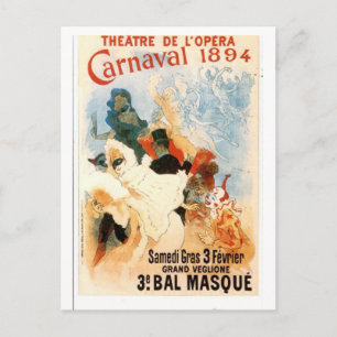 Theatre de l’Opera Carnaval 1894 Vintage French Po Postcard