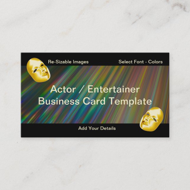 Theatre Entertainer Actor Business Card (Front)
