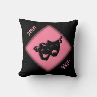 Theatre Happy Sad Greek Masks Pink Throw Pillow