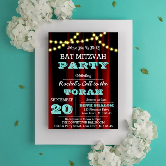 Theatre Lights Aqua All Occasion Invitation (Creator Uploaded)