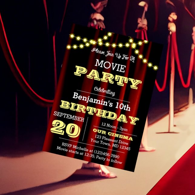 Theatre Lights Yellow All Occasion Invitation (Creator Uploaded)