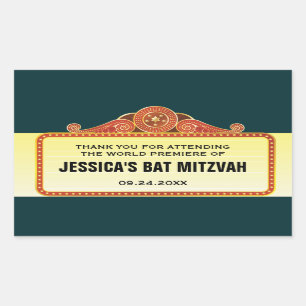 Theatre Marquee Bar Bat Mitzvah Rectangular Sticker