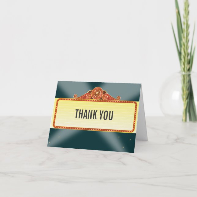Theatre Marquee Bar Bat Mitzvah Thank You Card (Front)