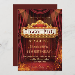 Theatre Marquee Party Invitation – Birthday invite