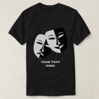 Theatre Mask Comedy Tragedy Black White Custom B