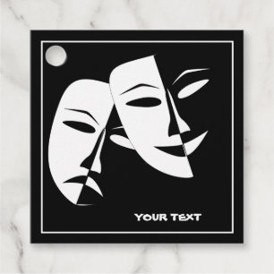 Theatre Mask Comedy Tragedy Black White Custom Favour Tags