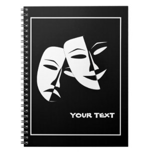Theatre Mask Comedy Tragedy Black White Custom Pho Notebook