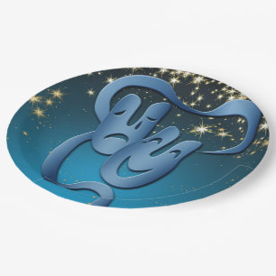 Theatre Mask Comedy Tragedy Stars Party Plates