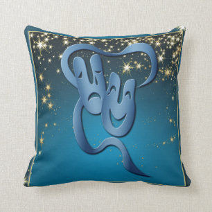 Theatre Mask Comedy Tragedy Stars Pillow
