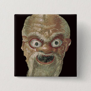 Theatre Mask, East Wall, Oecus 5, 60-50 BC 15 Cm Square Badge