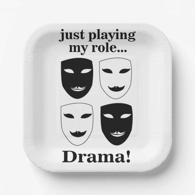 Theatre Mask Theatre Drama Performance Party Paper Plate (Front)