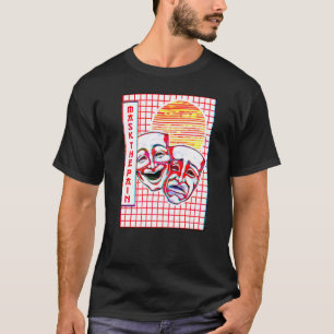 Theatre Mask Vaporwave Aesthetic Drama Comedy And  T-Shirt