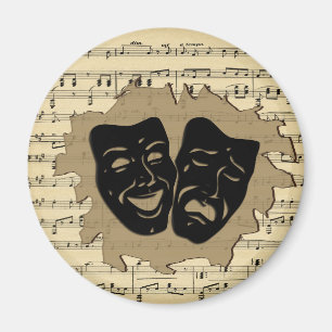 Theatre Masks and Antique Music Magnet