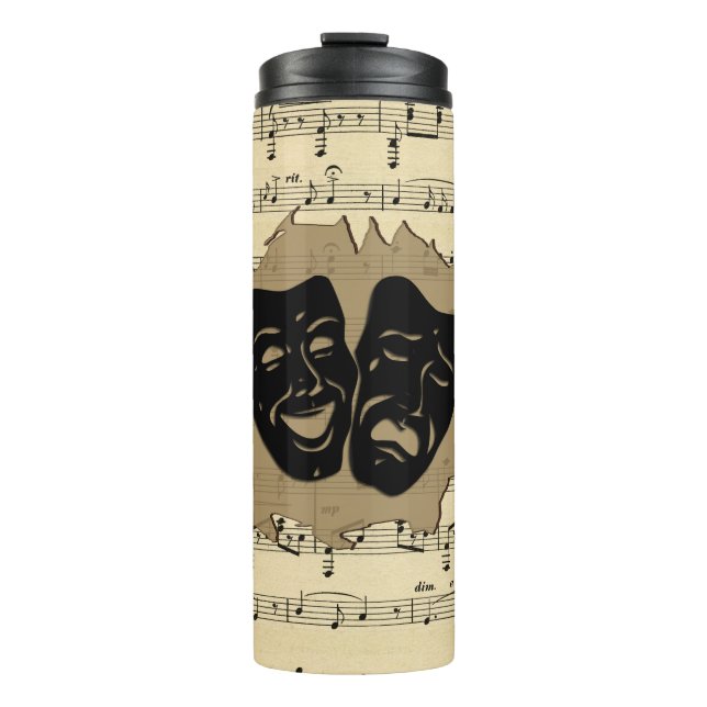 Theatre Masks and Sheet Music Thermal Tumbler (Front)