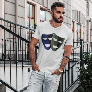 Theatre Masks Blue And Green T-Shirt