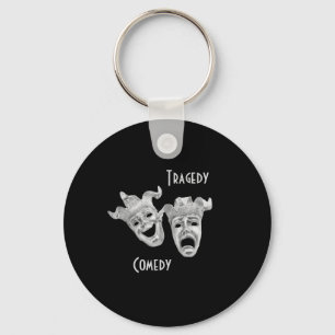 Theatre Masks Comedy and Tragedy Black Key Ring