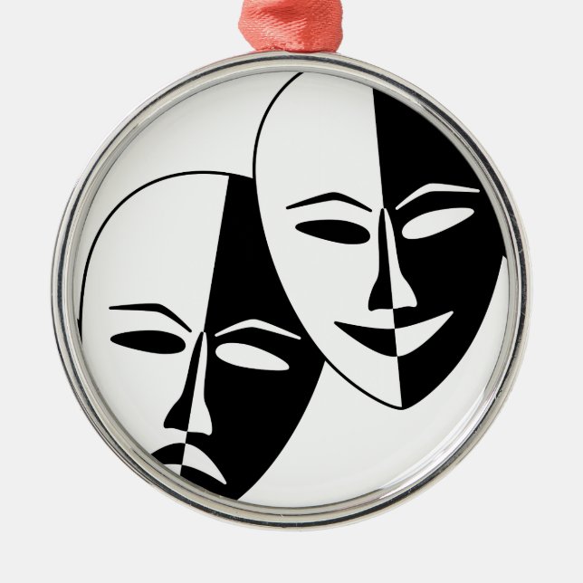 Theatre Masks Metal Tree Decoration (Front)
