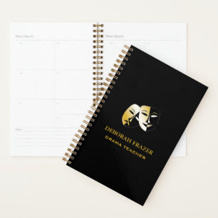 Theatre masks silhouette black planner