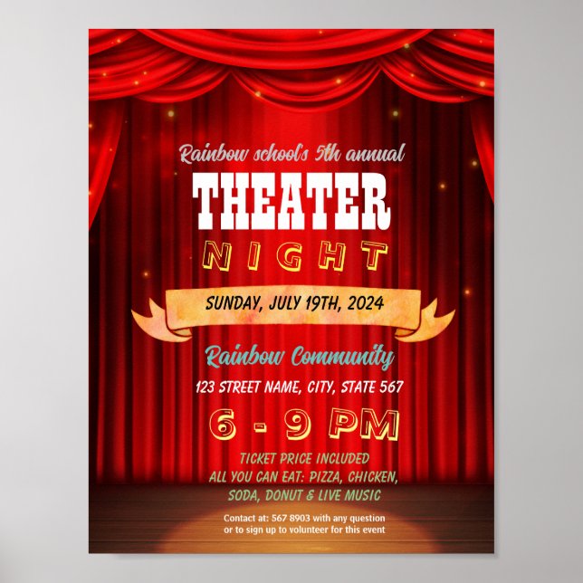 Theatre Night event flyer poster (Front)