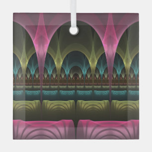 Theatre of Fantasy, Abstract Colourful Fractal Art Glass Tree Decoration