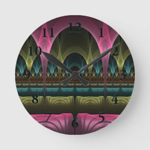 Theatre of Fantasy, Abstract Colourful Fractal Art Round Clock