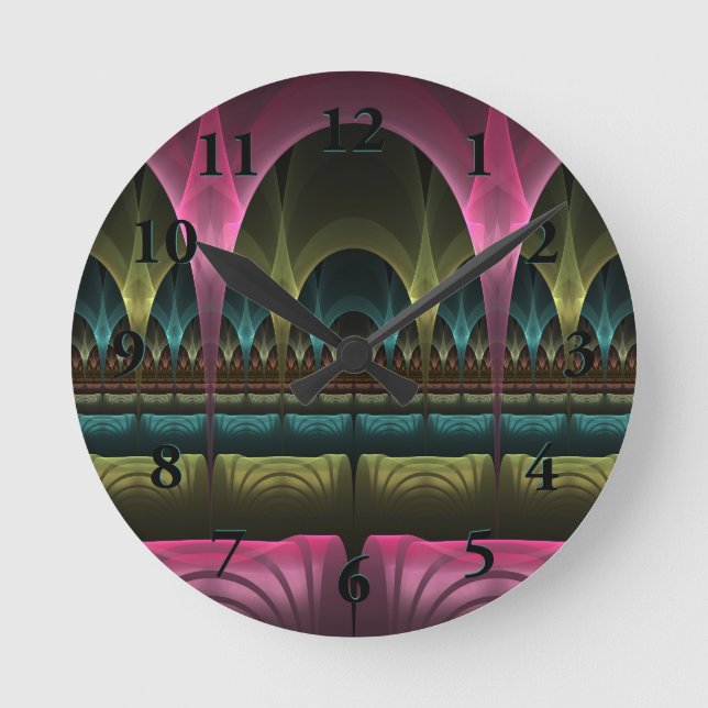 Theatre of Fantasy, Abstract Colourful Fractal Art Round Clock (Front)