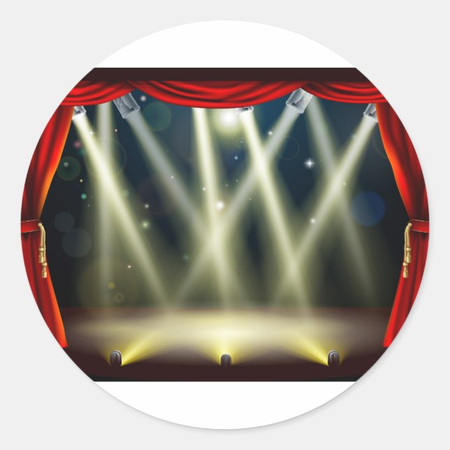 Theatre stage lights classic round sticker (Front)
