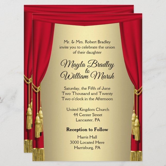 Theatre Wedding Theme Invitation (Front/Back)