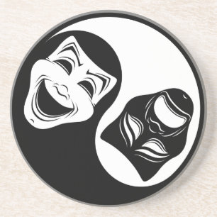 Theatre Yin Yang Design - Comedy and Tragedy Masks Coaster