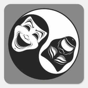 Theatre Yin Yang Design - Comedy and Tragedy Masks Square Sticker