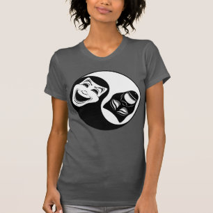 Theatre Yin Yang Design - Comedy and Tragedy Masks T-Shirt