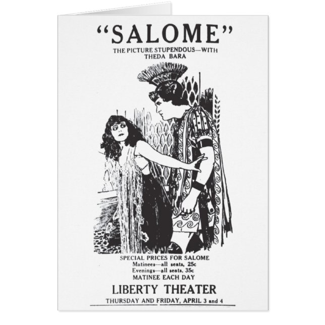 Theda Bara SALOME 1919 silent movie advertisement (Front)
