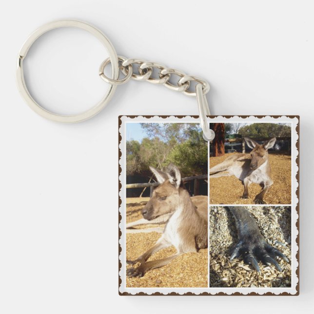 Thee Kangaroo Picture Collage, Keyring (Front)