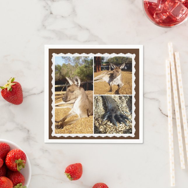 Thee Kangaroo Picture Collage, Paper Napkins (Insitu)