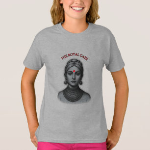 Thee Royal Gaze - Indian Queen Line Art T-Shirt