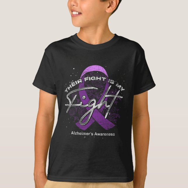 Their Fight Is My Fight Purple Ribbon Alzheimers A T-Shirt (Front)
