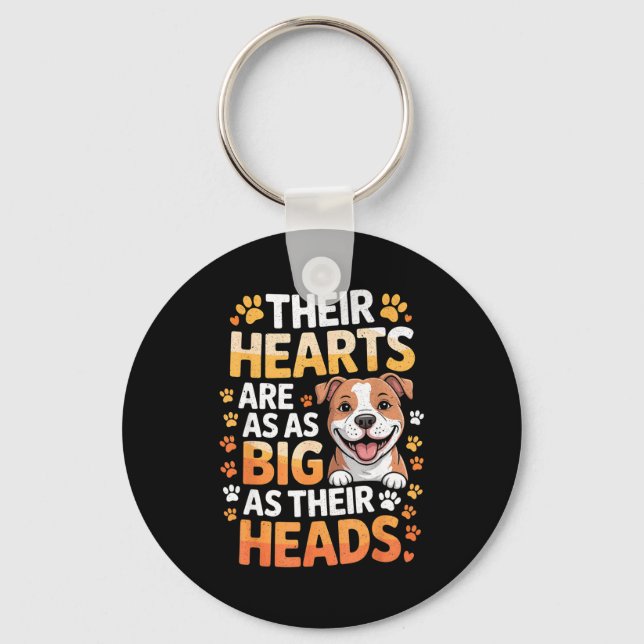 Their Hearts Are As Big As Their Heads - Tbull Dog Key Ring (Front)