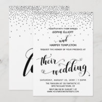 Their Wedding Hearts Script Silver Confetti