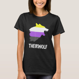 Theirwolf Nonbinary Flag Genderfluid LGBTQ Nonbina T-Shirt