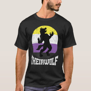 Theirwolf Nonbinary Pride Non Binary Enby Nb Flag  T-Shirt