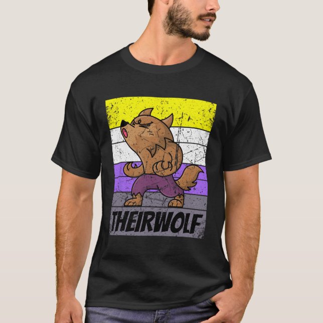 Theirwolf Nonbinary Pride Non Binary Lgbtq T-Shirt (Front)