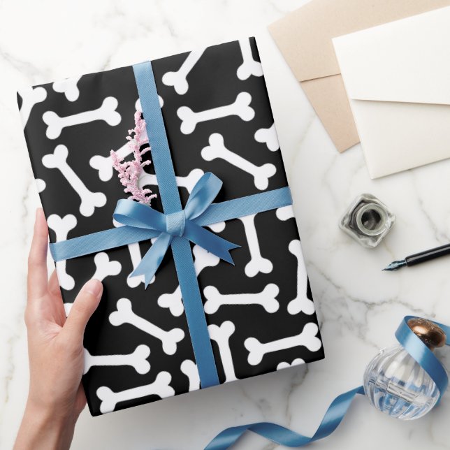 Them Bones (on black) Wrapping Paper (Gifting)