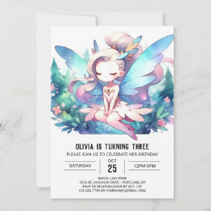 Theme Adorable Fairy Birthday Invitation