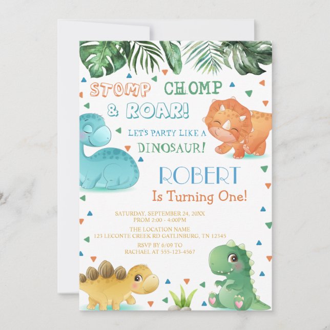 Theme Dinosaur Birthday Party Invitation (Front)
