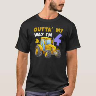 Theme Farm 4th Bday Birthday 4 Year Old Tractor Fo T-Shirt