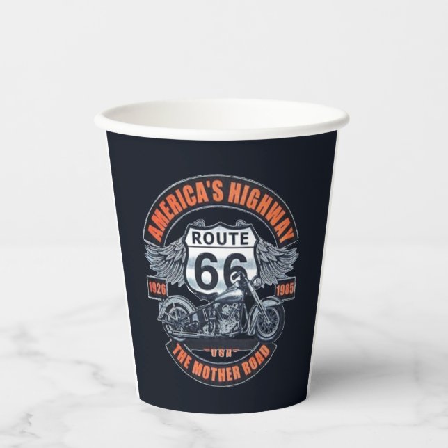 Theme: Motorcycle and Route 66 Paper Cups (Front)
